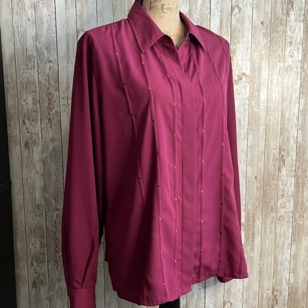 Laura Scott Plum Hidden Button Up Blouse